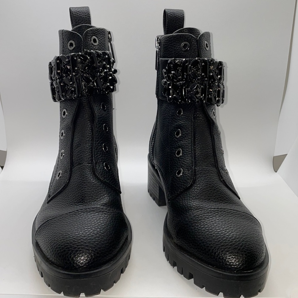Karl Lagerfeld Paris Pippa Crystal Embellished Platform Combat Boots Women’s 8M - Picture 4 of 8